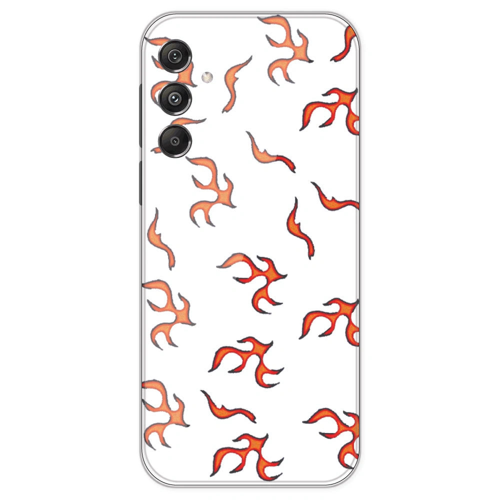 Orange Mini Flames - Clear Printed Silicone Case For Samsung Galaxy M34