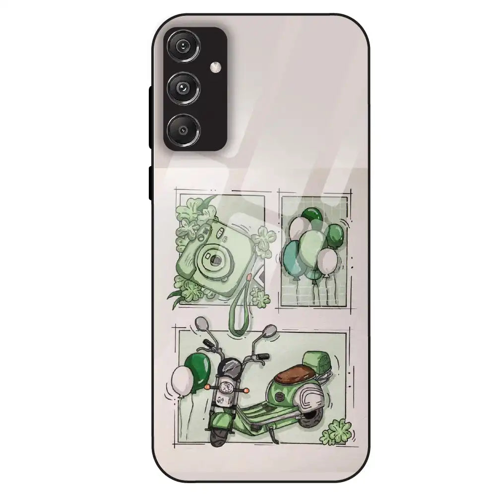 Vintage Green Sketch Aesthetic - Glass Case For Samsung Galaxy M34
