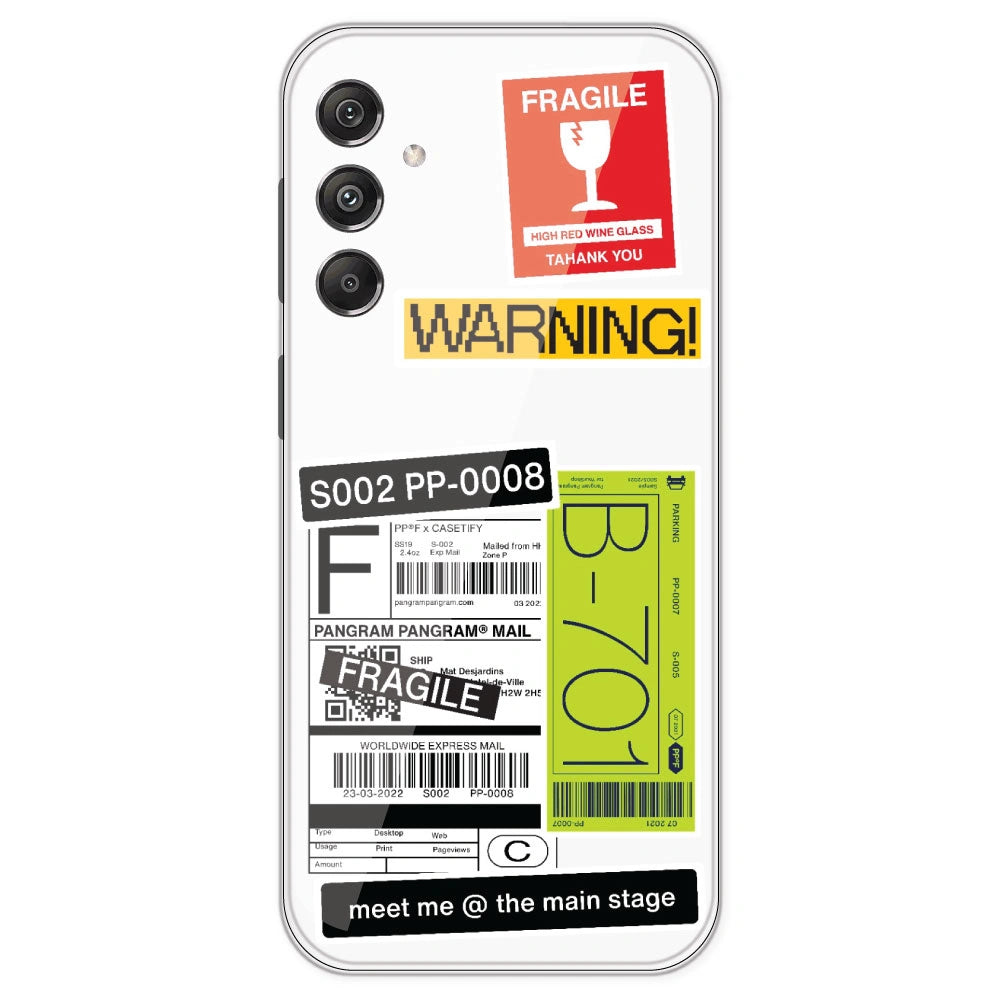 Fragile Labels - Clear Printed Silicone Case For Samsung Galaxy M34