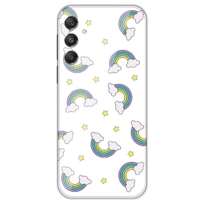 Rainbow With Clouds - Clear Printed Silicone Case For Samsung Galaxy M34