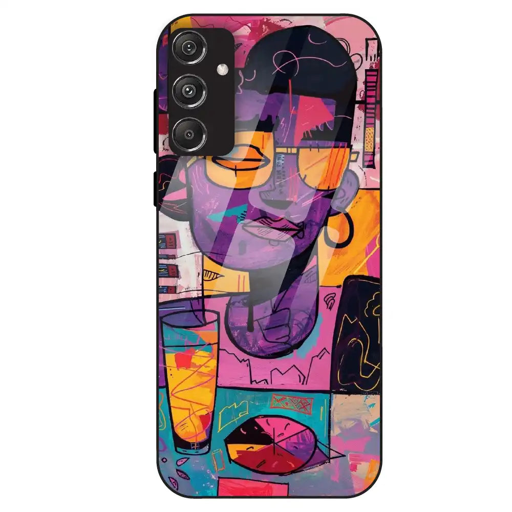 Abstract Neon Portrait - Glass Case For Samsung Galaxy M34
