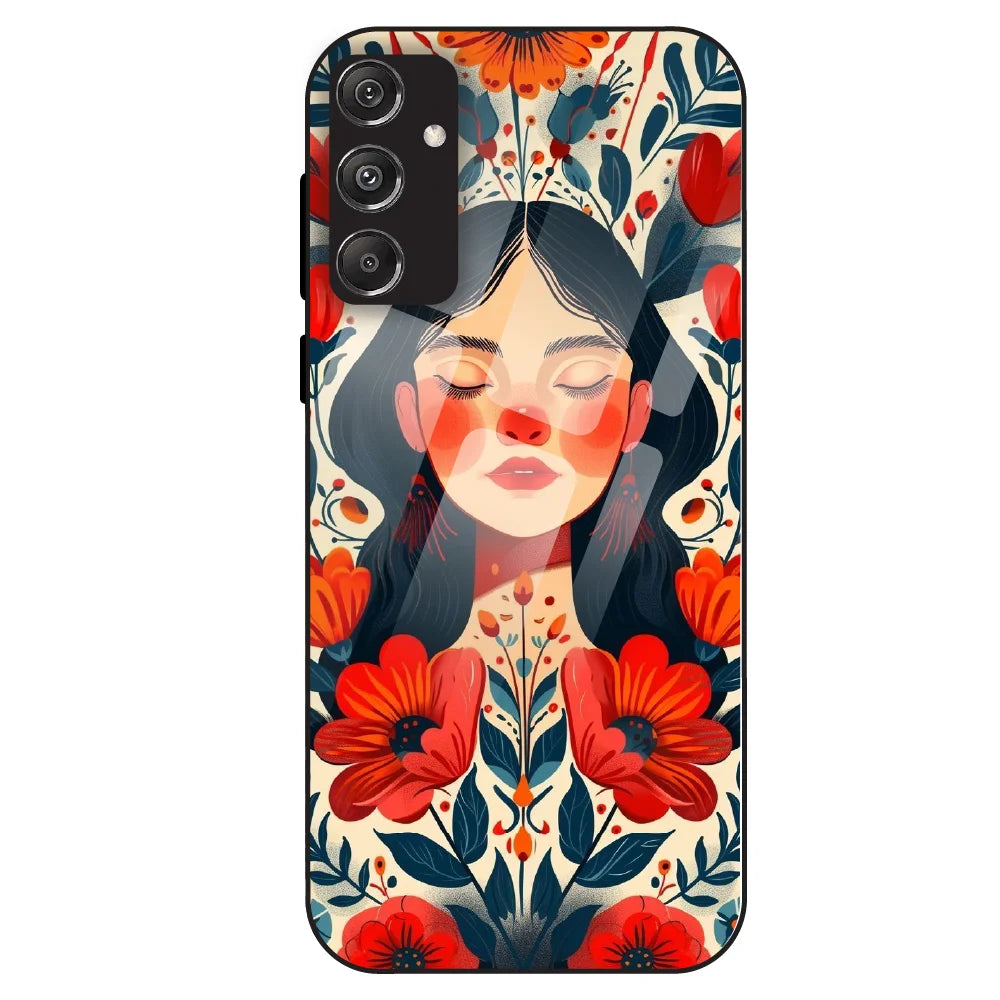 Floral Muse Portrait - Glass Case For Samsung Galaxy M34