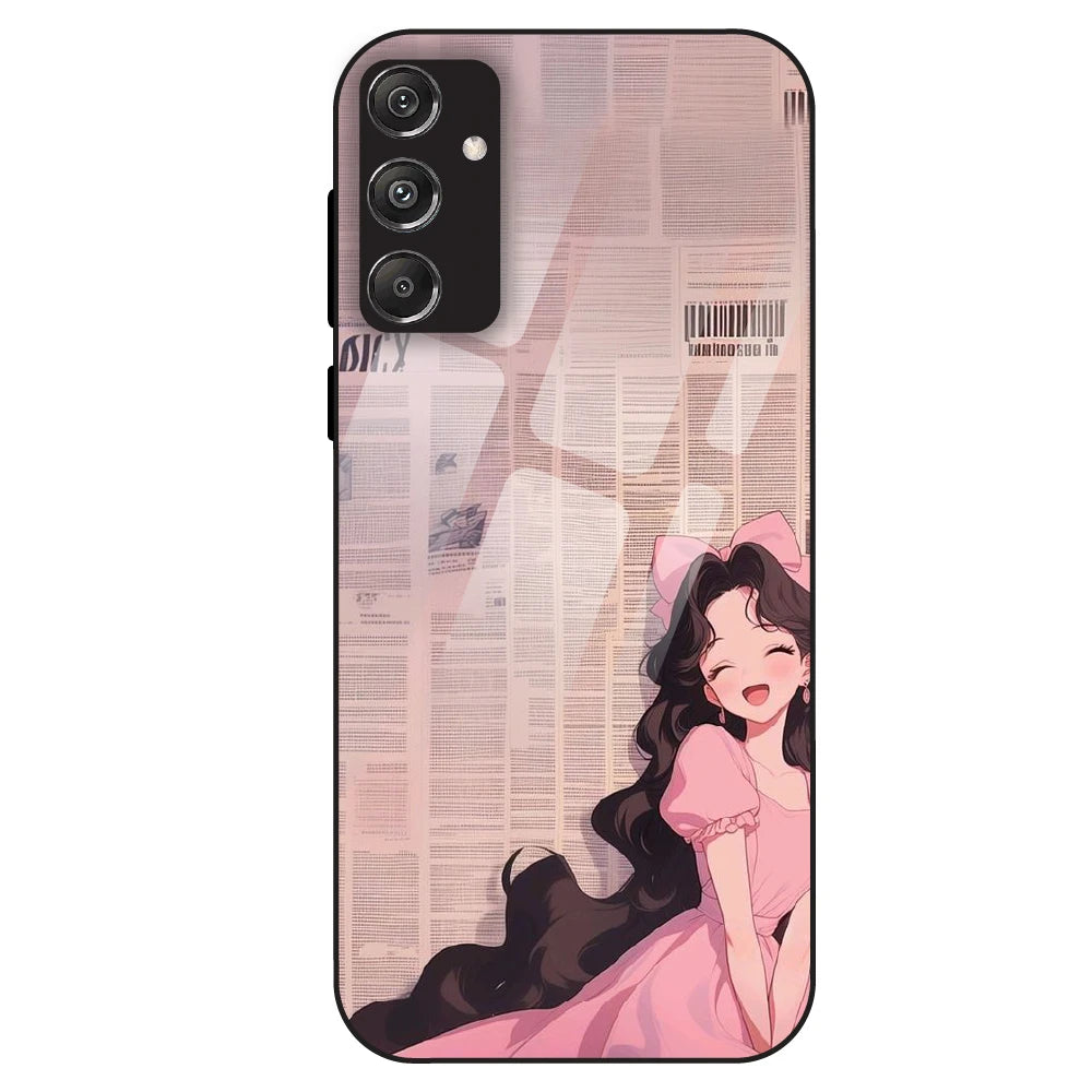 Cute Pink Anime Girl - Glass Case For Samsung Galaxy M34