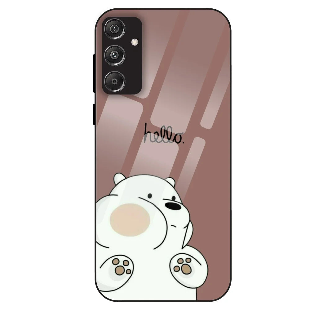Cute Bear Minimal - Glass Case For Samsung Galaxy M34
