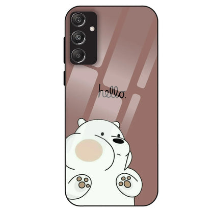 Cute Bear Minimal - Glass Case For Samsung Galaxy M34