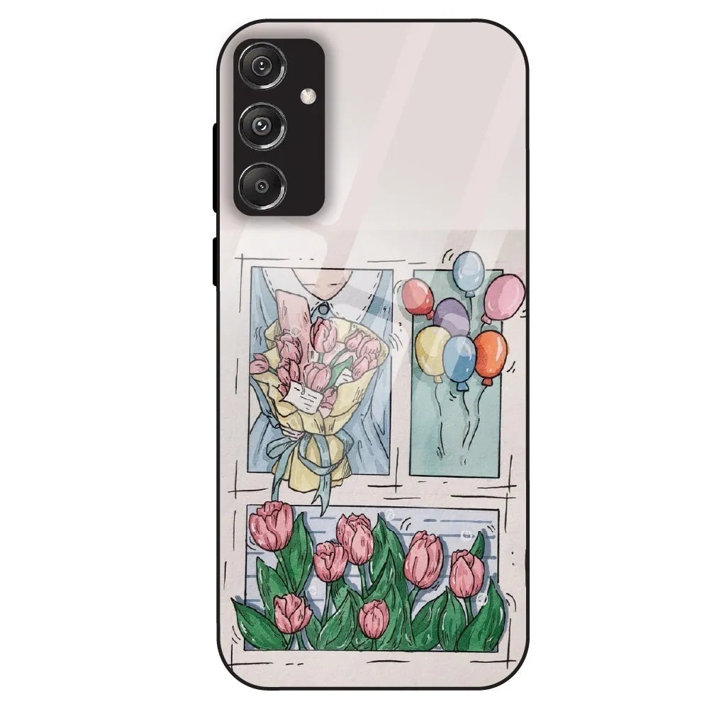 Tulip Aesthetic Sketch - Glass Case For Samsung Galaxy M34