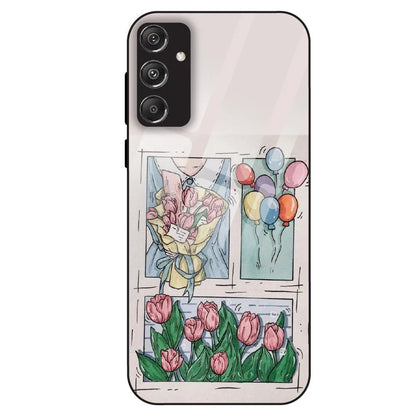 Tulip Aesthetic Sketch - Glass Case For Samsung Galaxy M34