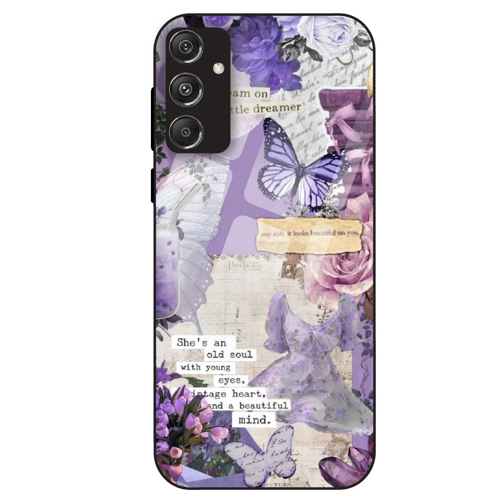 Lavender Vintage Collage - Glass Case For Samsung Galaxy M34