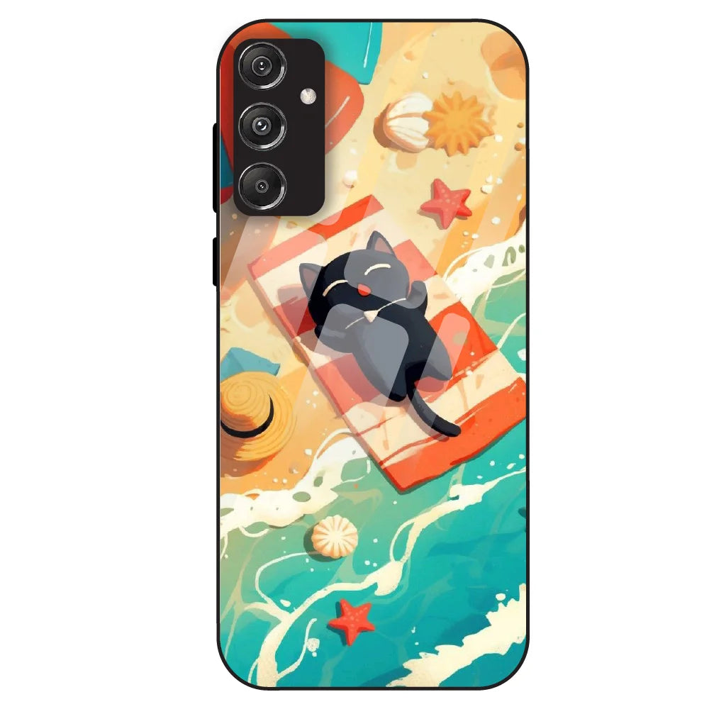 Beach Cat Aesthetic - Glass Case For Samsung Galaxy M34