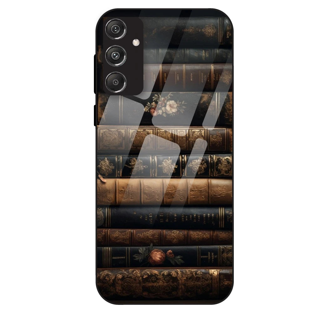 Vintage Book Stack - Glass Case For Samsung Galaxy M34
