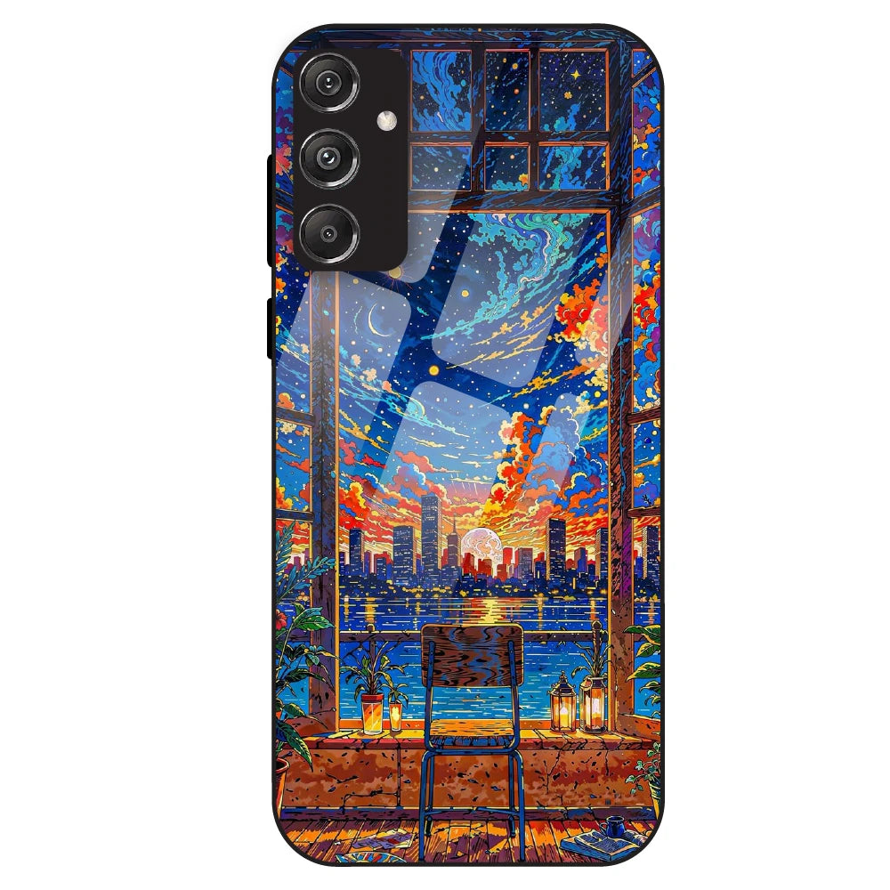 Sunset City View - Glass Case For Samsung Galaxy M34