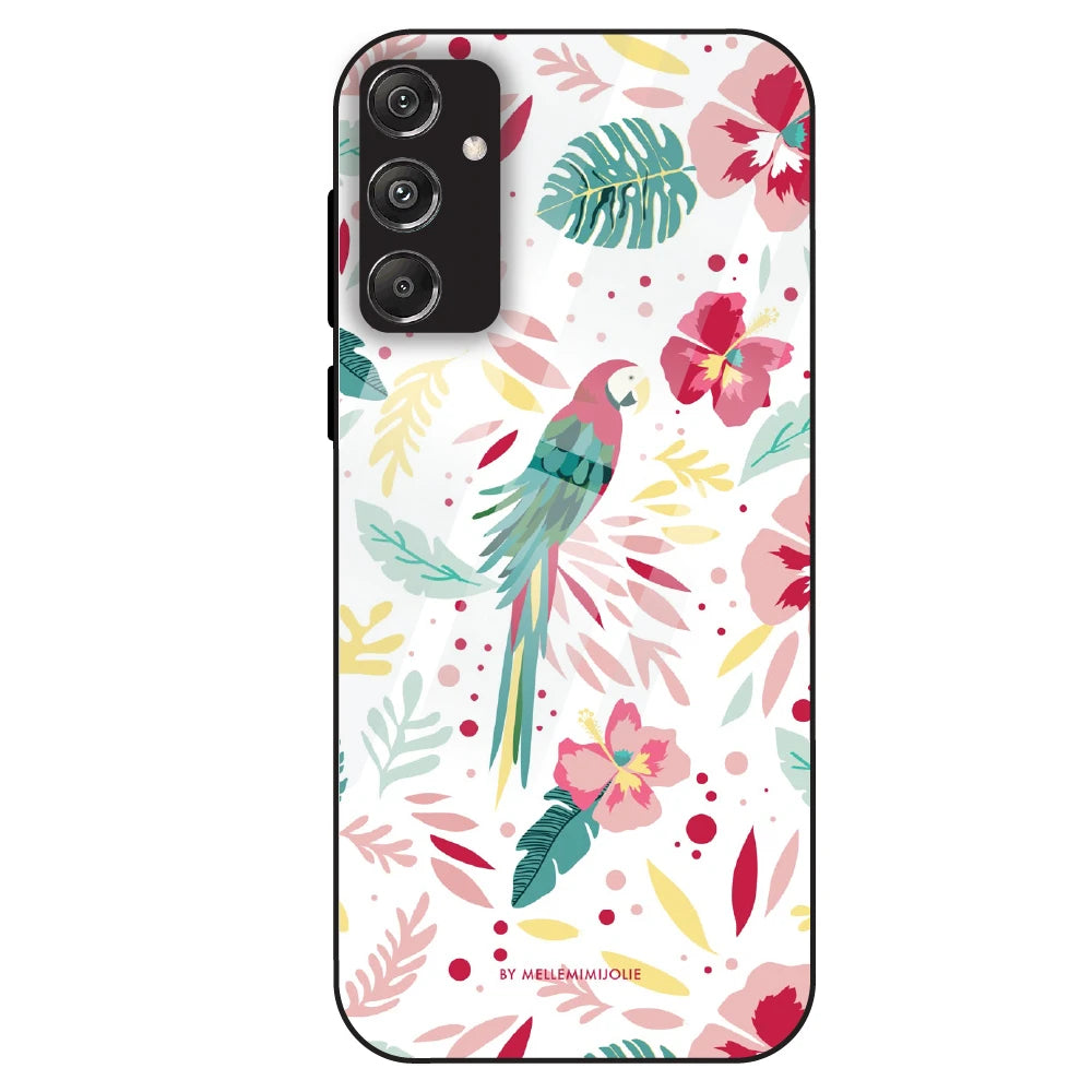 Tropical Parrot Floral - Glass Case For Samsung Galaxy M34