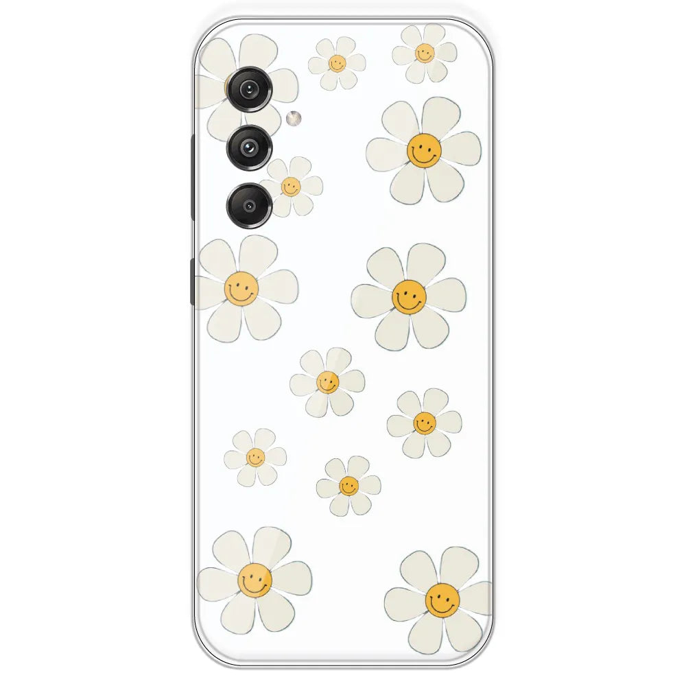 Smile Flowers - Clear Printed Silicone Case For Samsung Galaxy M34