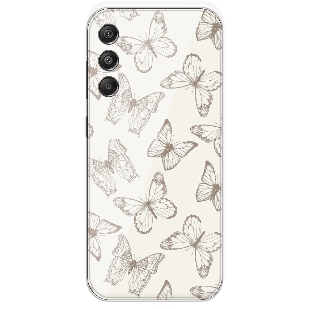 White Butterflies - Printed Silicone Case For Samsung Galaxy M34