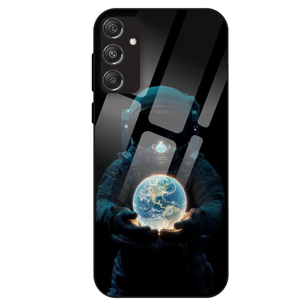 Astronaut Holding Earth - Glass Case For Samsung Galaxy M34