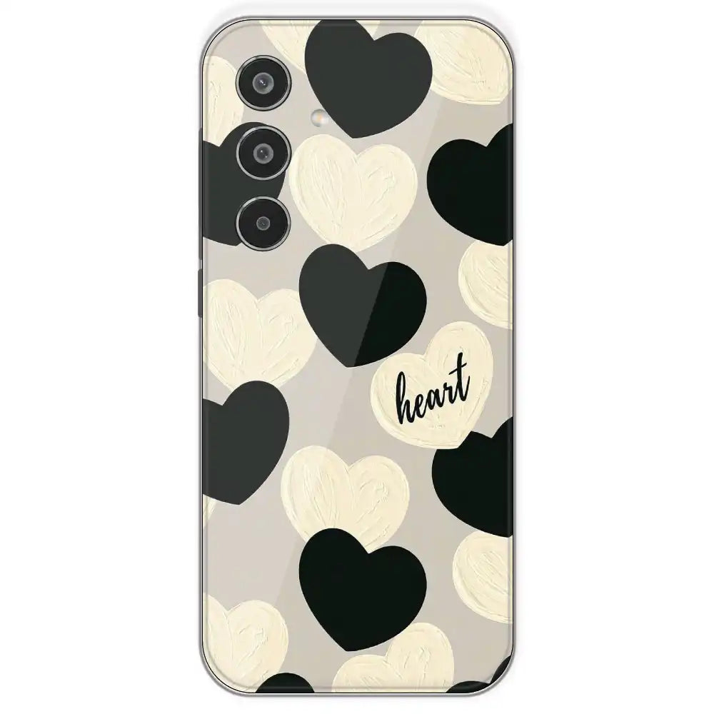 Black And White Heart - Printed Silicone Case For Samsung Galaxy M35