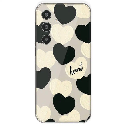 Black And White Heart - Printed Silicone Case For Samsung Galaxy M35