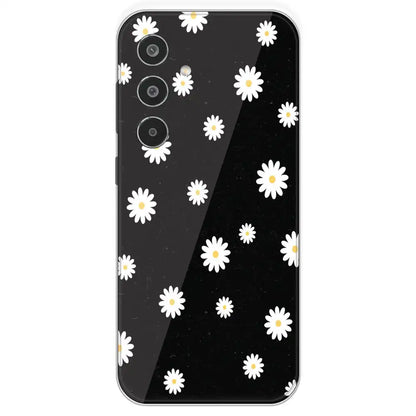 White And Black Flower - Printed Silicone Case For Samsung Galaxy M35