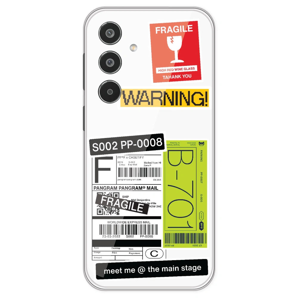 Fragile Labels - Clear Printed Silicone Case For Samsung Galaxy M35
