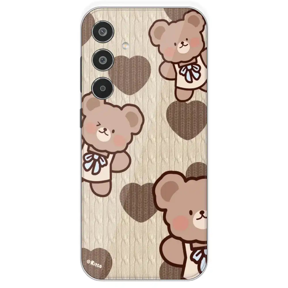 Teddy Heart - Printed Silicone Case For Samsung Galaxy M35