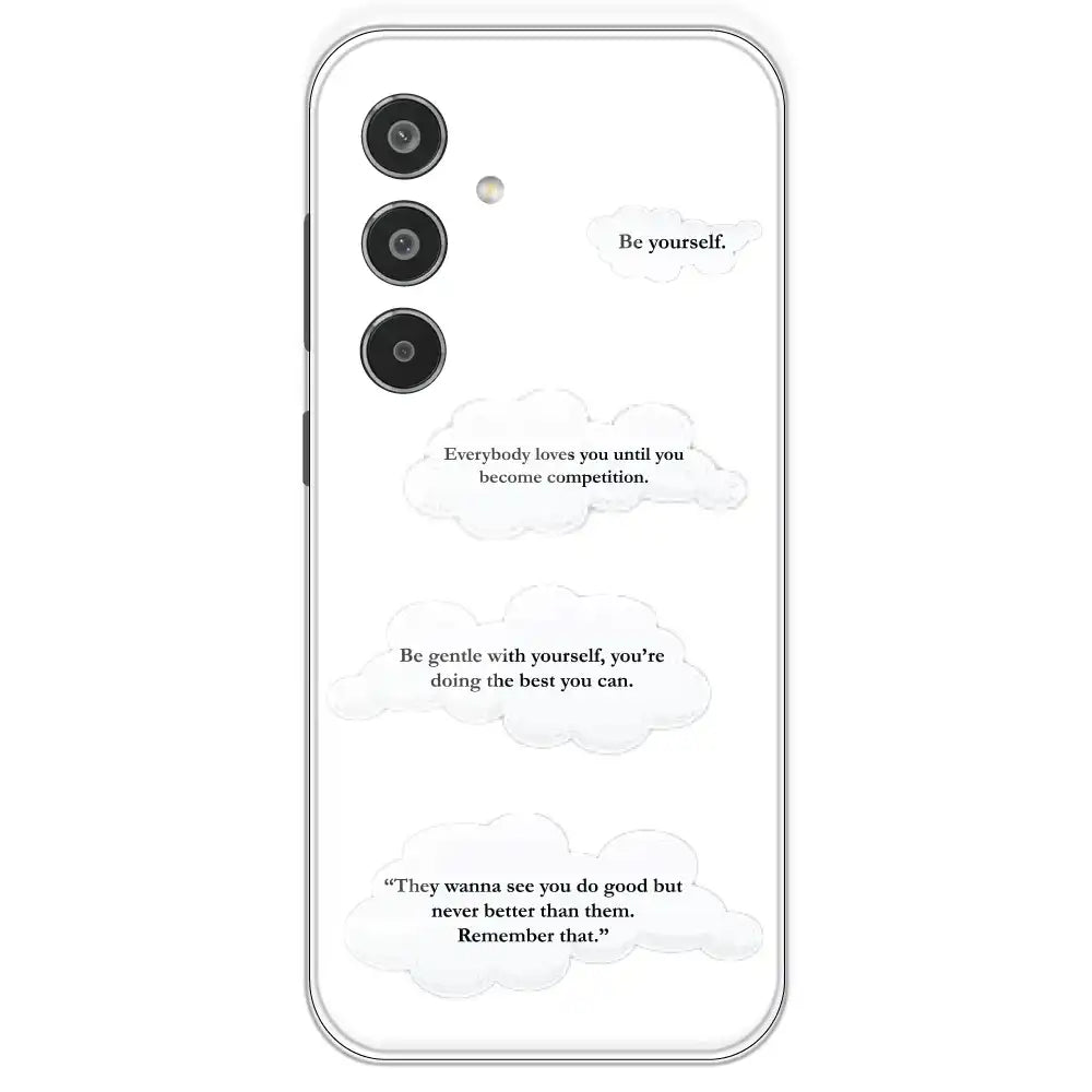 Quotes And Clouds - Clear Printed Silicone Case For Samsung Galaxy M35