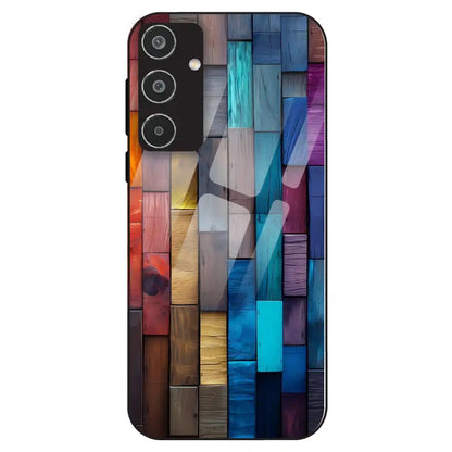 Color Block Wood Texture - Glass Case For Samsung Galaxy M35