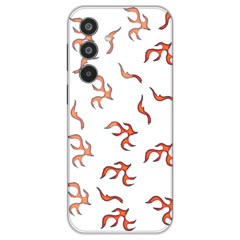 Orange Mini Flames - Clear Printed Silicone Case For Samsung Galaxy M35
