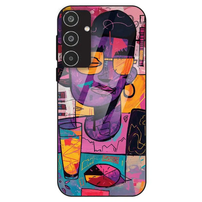 Abstract Neon Portrait - Glass Case For Samsung Galaxy M35