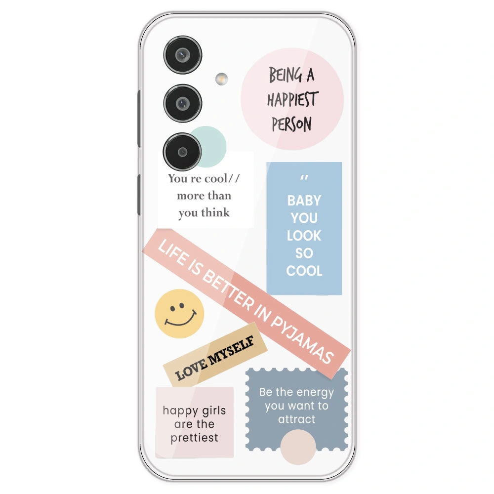 Be Happy - Clear Printed Silicone Case For Samsung Galaxy M35