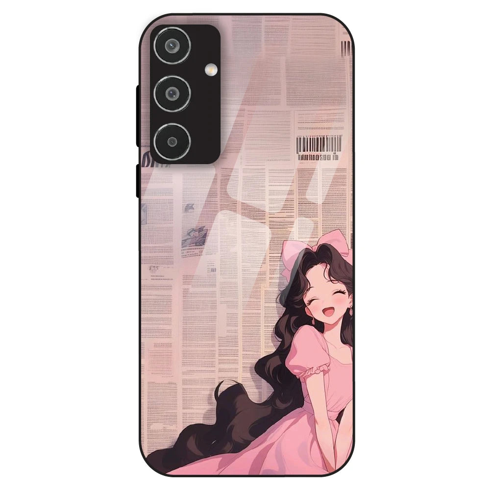 Cute Pink Anime Girl - Glass Case For Samsung Galaxy M35