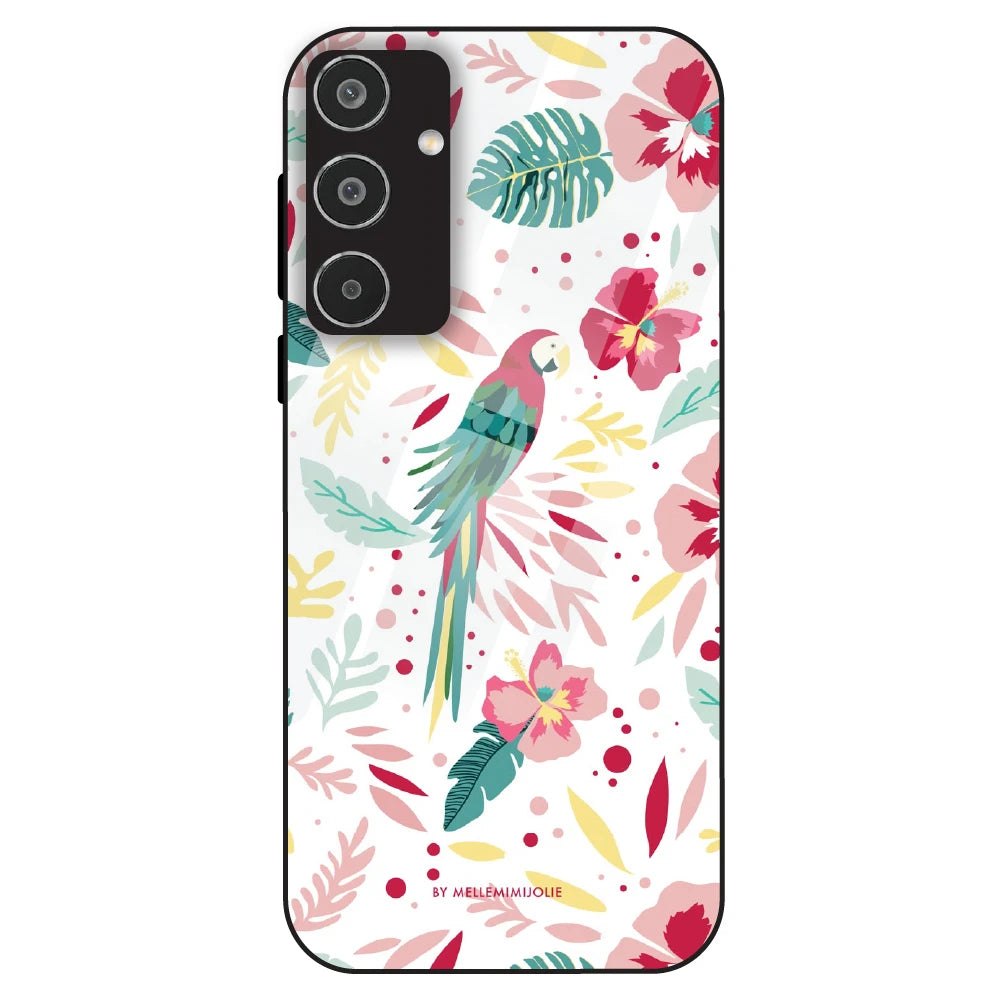 Tropical Parrot Floral - Glass Case For Samsung Galaxy M35