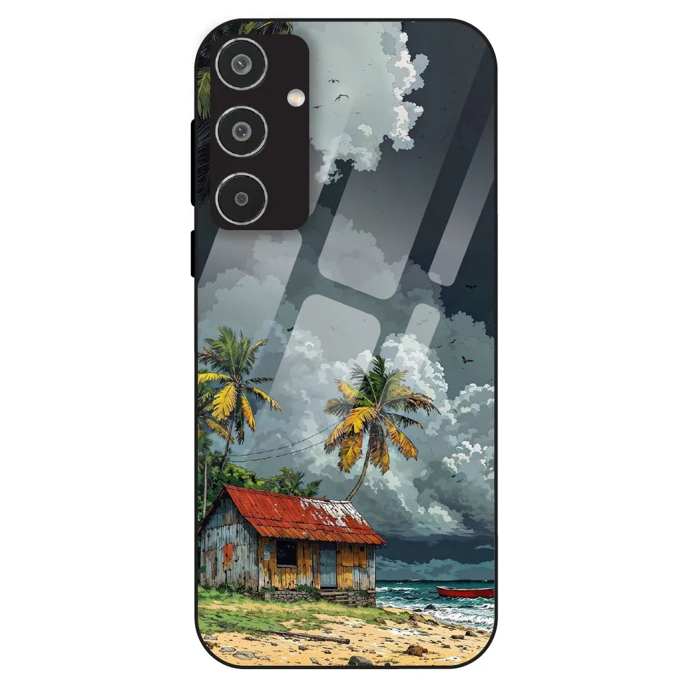 Tropical Beach Hut - Glass Case For Samsung Galaxy M35