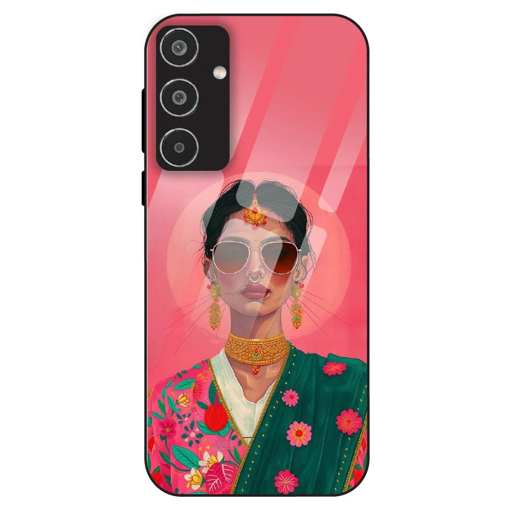 Royal Ethnic Diva - Glass Case For Samsung Galaxy M35