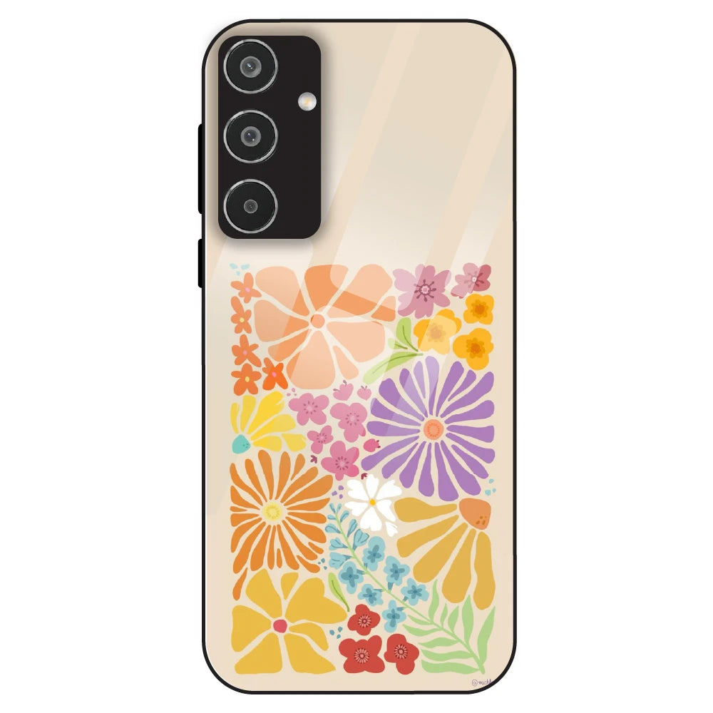 Colorful Floral - Glass Case For Samsung Galaxy M35