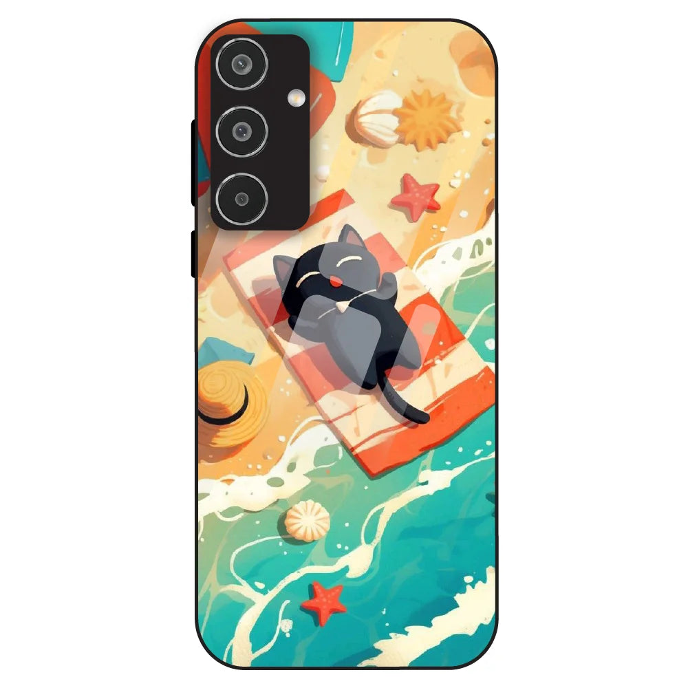 Beach Cat Aesthetic - Glass Case For Samsung Galaxy M35