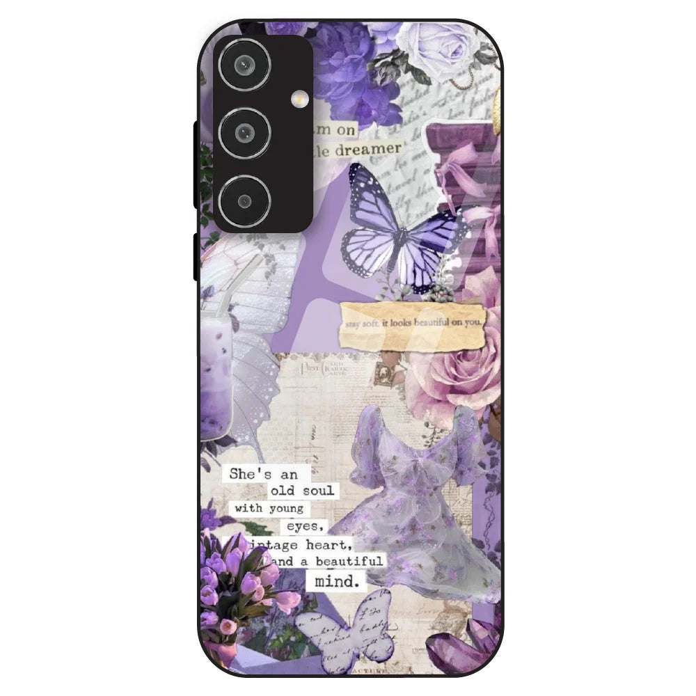 Lavender Vintage Collage - Glass Case For Samsung Galaxy M35