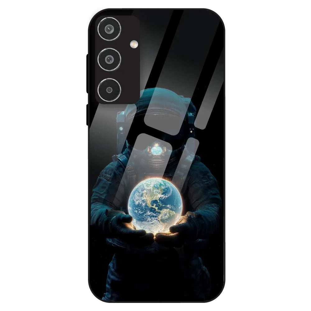 Astronaut Holding Earth - Glass Case For Samsung Galaxy M35