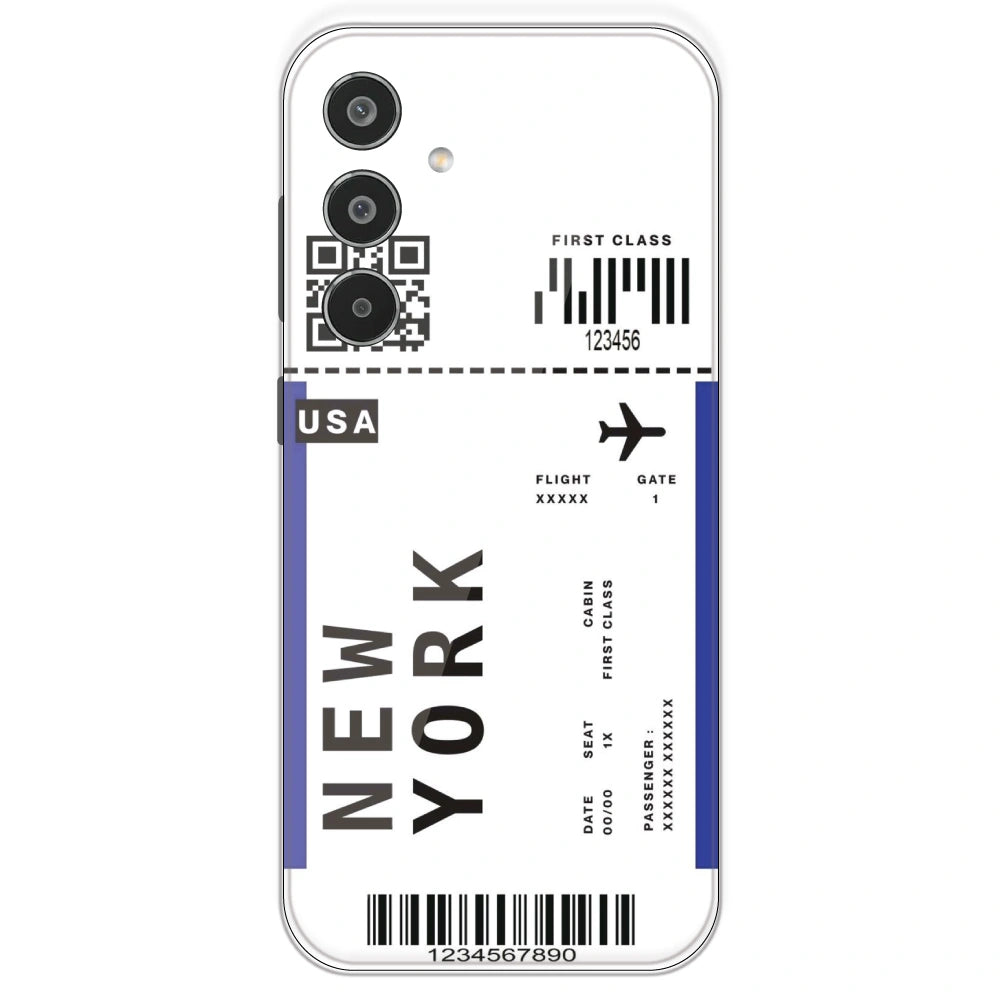 New York Ticket - Clear Printed Silicone Case For Samsung Galaxy M35
