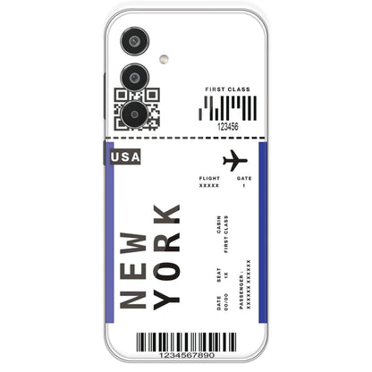 New York Ticket - Clear Printed Silicone Case For Samsung Galaxy M35