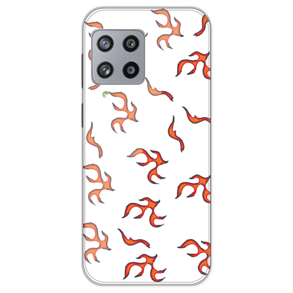 Orange Mini Flames - Clear Printed Silicone Case For Samsung Galaxy M42
