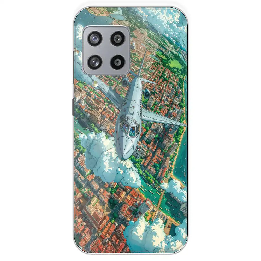 Flying Over City - Printed Silicone Case For Samsung Galaxy M42