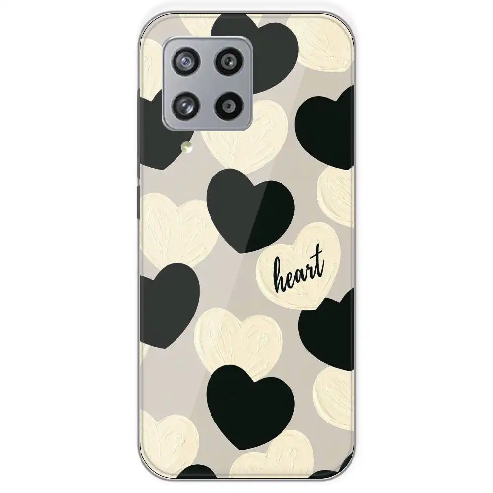 Black And White Heart - Printed Silicone Case For Samsung Galaxy M42