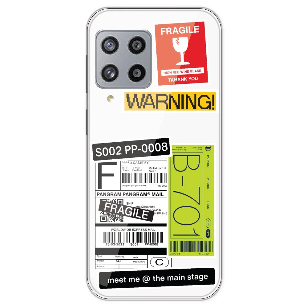 Fragile Labels - Clear Printed Silicone Case For Samsung Galaxy M42