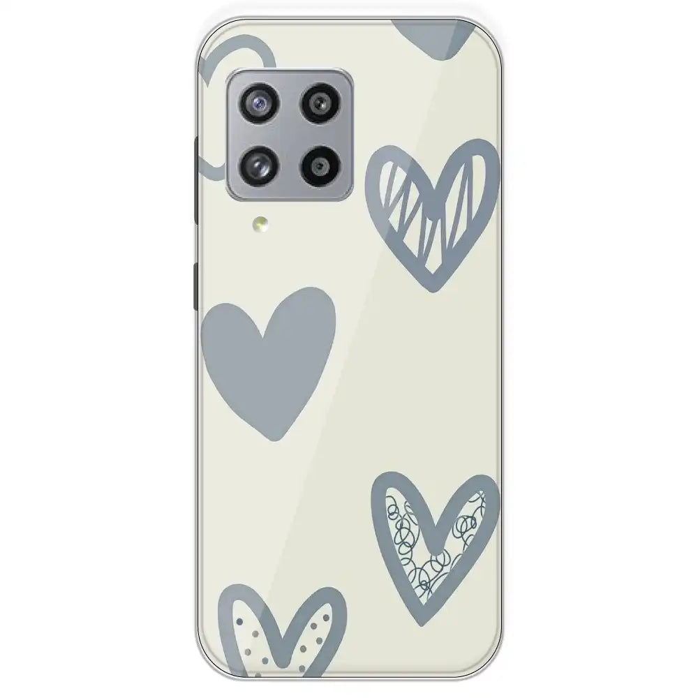 Light Blue Hearts - Printed Silicone Case For Samsung Galaxy M42