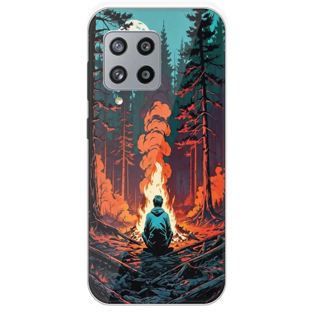 Boy With Camp Fire - Printed Silicone Case For Samsung Galaxy M42