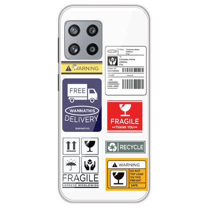 Caution Labels - Clear Printed Silicone Case For Samsung Galaxy M42