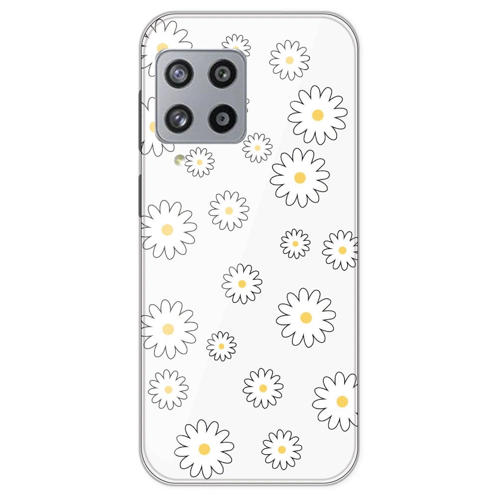 White Flowers - Clear Printed Silicone Case For Samsung Galaxy M42