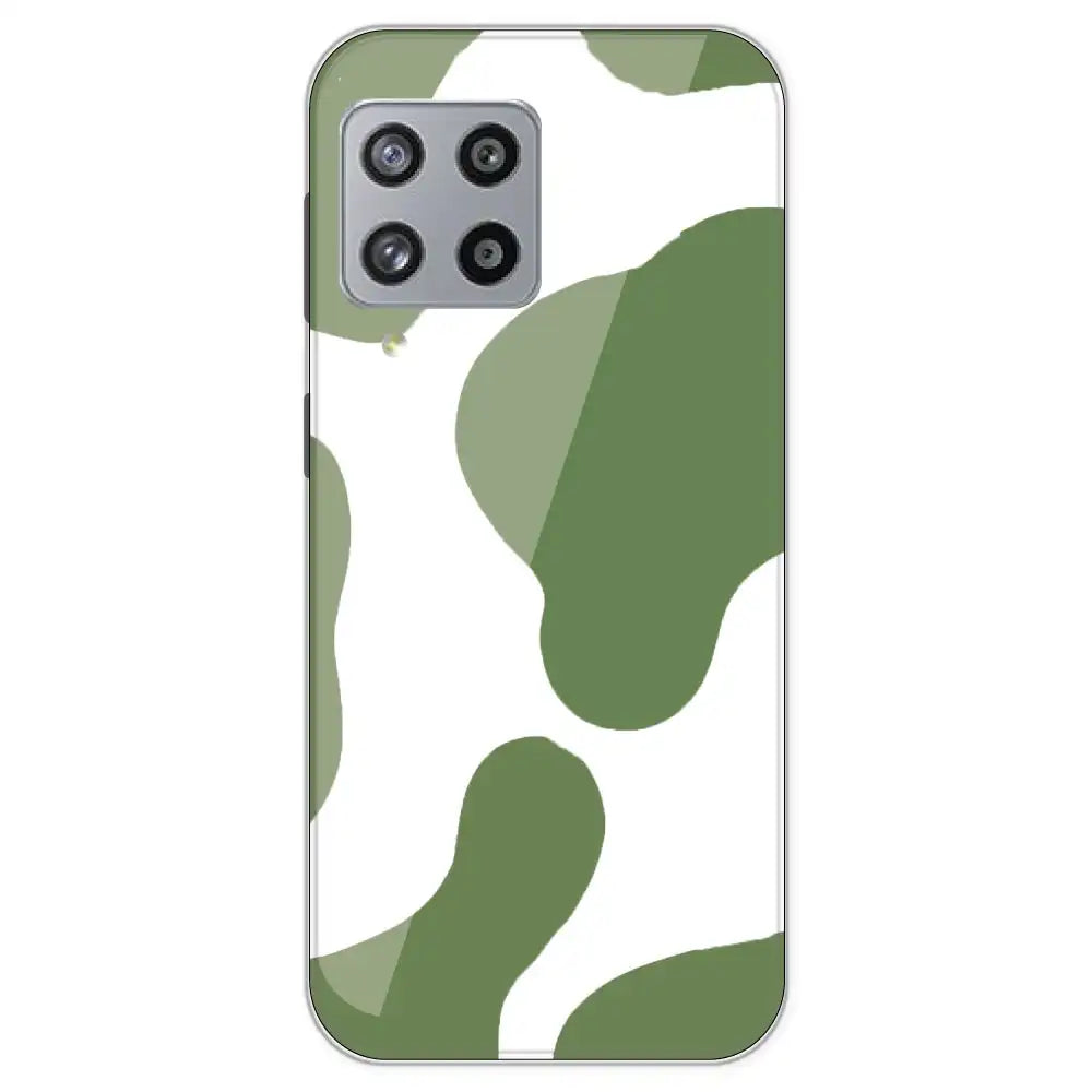 Olive Green Cow Print - Clear Printed Silicone Case For Samsung Galaxy M42