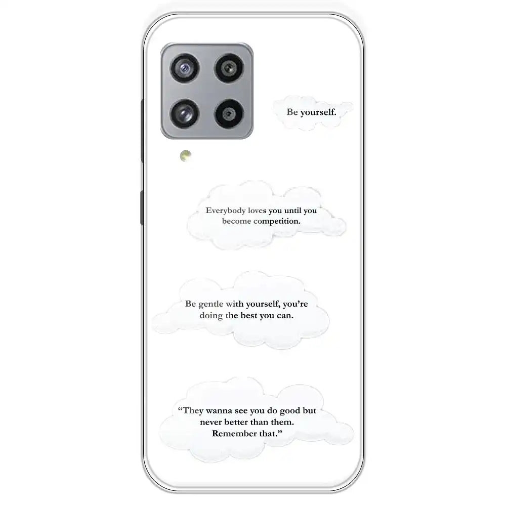 Quotes And Clouds - Clear Printed Silicone Case For Samsung Galaxy M42