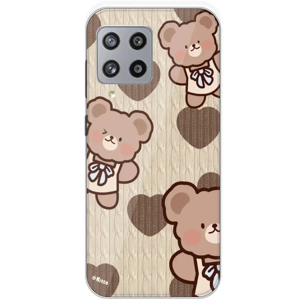 Teddy Heart - Printed Silicone Case For Samsung Galaxy M42
